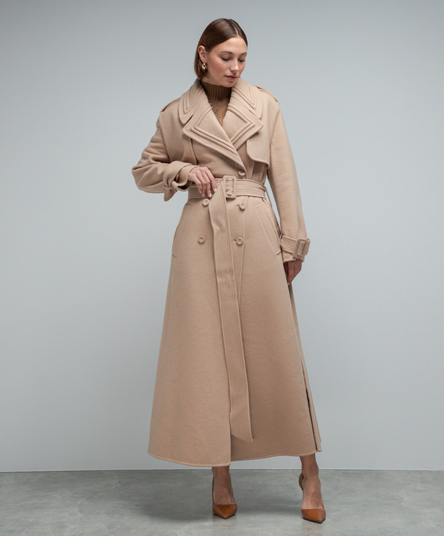 Ermanno Scervino Brown double-breasted coat made of wool D436D710LHNG image 3