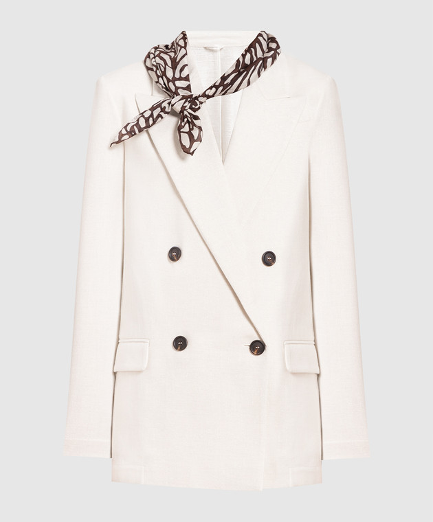 Brunello Cucinelli White double-breasted jacket with lurex ML1872431