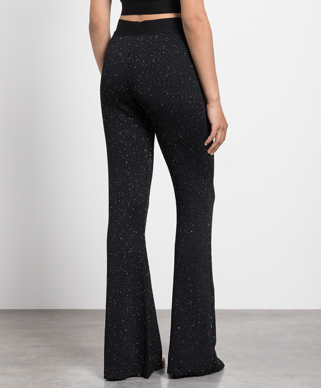 Palm Angels Black flared Soiree pants with logo in sequins PWHG021E23KNI001 image 4