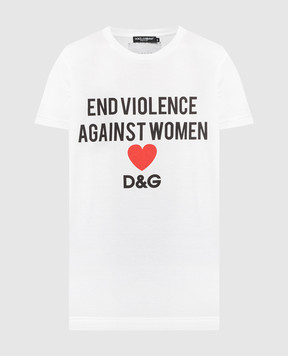 Dolce&Gabbana Біла футболка з контрастним принтом F8K74TFH732