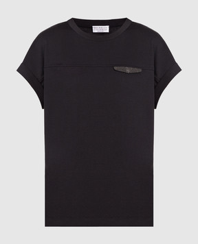 Brunello Cucinelli Черная футболка с цепочкой мониль M0A45EE520