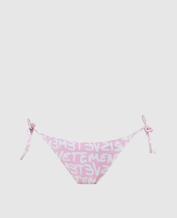 Pink bikini briefs with a logo print