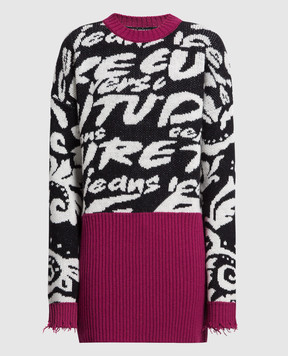Versace Jeans Couture Платье-свитер в контрастный жаккардовый узор Logo Brush Couture 73HAOM15CM02G