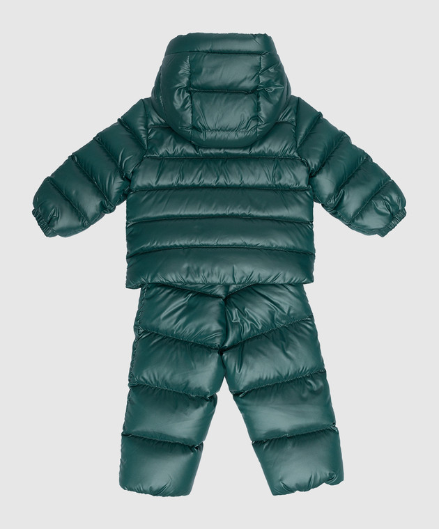 Moncler ENFANT Детский темно-зеленый комплект комбинезон и пуховик с логотипом 1F0000568950 изображение 2