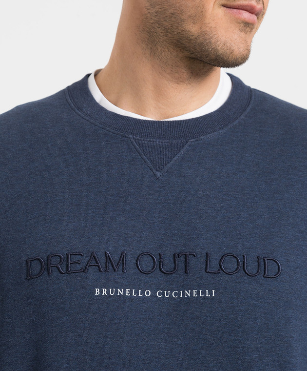 Brunello Cucinelli Blue sweatshirt with Dream out loud embroidery M0T353441 изображение 5