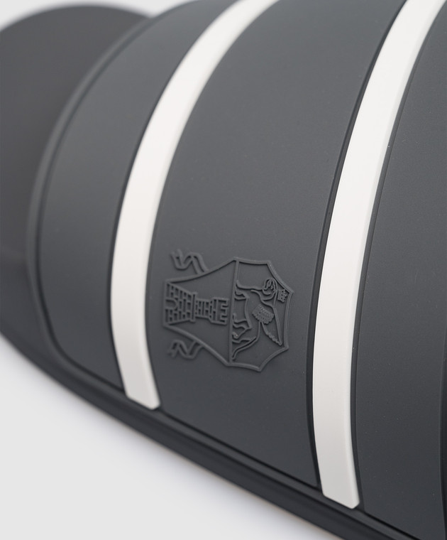 Brunello Cucinelli Серые слайдеры с фактурным логотипом MZUPOSR302 изображение 5