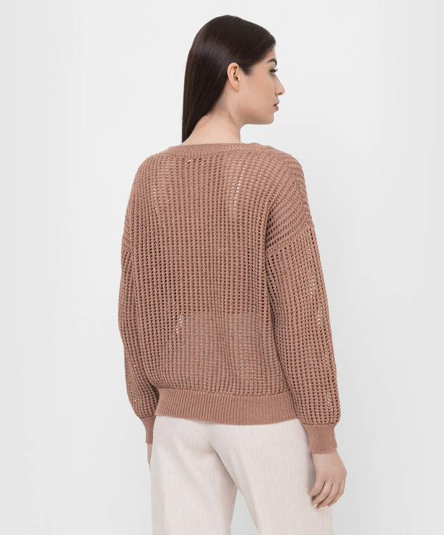 Peserico Світло-коричневий ажурний пуловер у паєтках S99521F059143A зображення 4