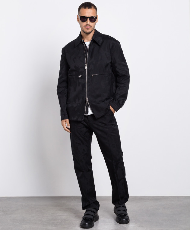 Alexander McQueen Black jacket with graffiti pattern 745917QVS30 image 2