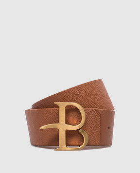Ballantyne Коричневый кожаный пояс с металлическим логотипом. BLA018ULE13
