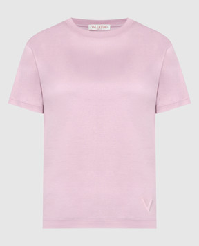 Valentino Розовая футболка с вышивкой логотипа 4B3MG21Z8GD