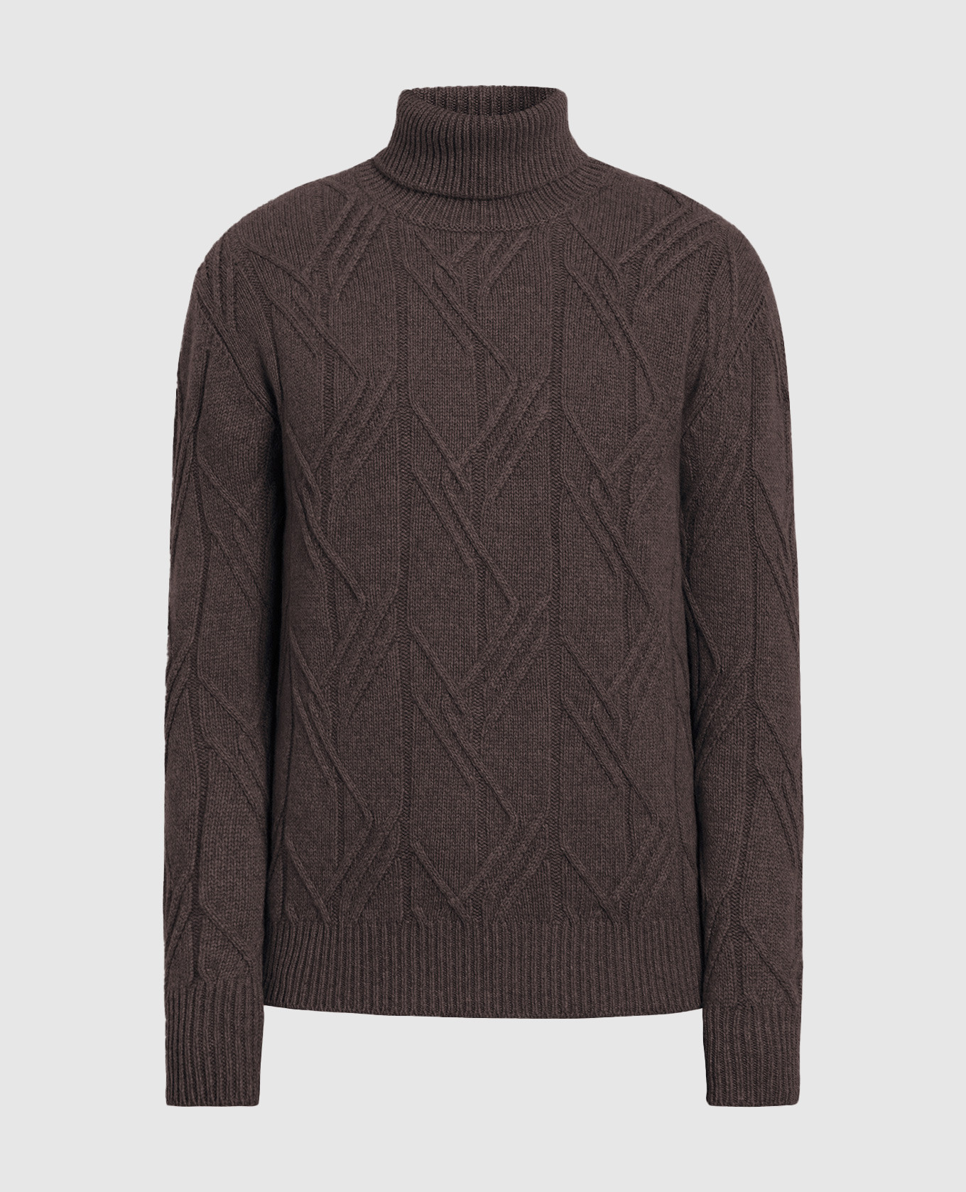 Коричневый свитер из кашемира в фактурный узор.