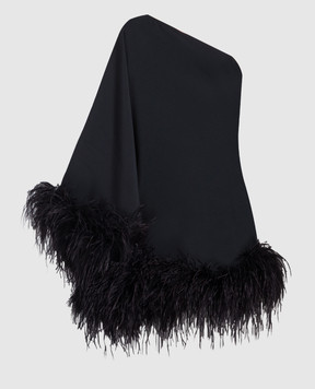 Taller Marmo Черное платье мини со страусиными перьями CORE01