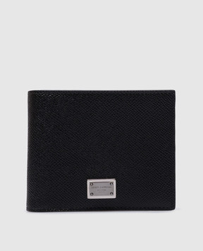 Dolce&Gabbana Чорне шкіряне портмоне з металевим логотипом BP3102AG219