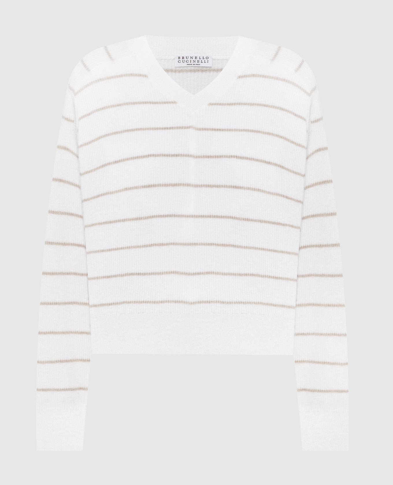 White wool striped pullover with monil chain
