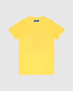 Stefano Ricci Детская желтая футболка с вышивкой в виде орла YNH7400340803