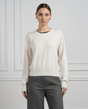 Brunello Cucinelli Белый джемпер из кашемира с цепочкой мониль M12189300
