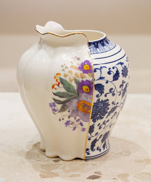 SELETTI Белая фарфоровая ваза Melania с узором 09770 изображение 4