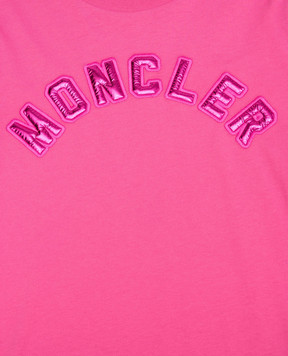 Moncler ENFANT Дитячий рожевий лонгслів з логотипом 8D0000383907810
