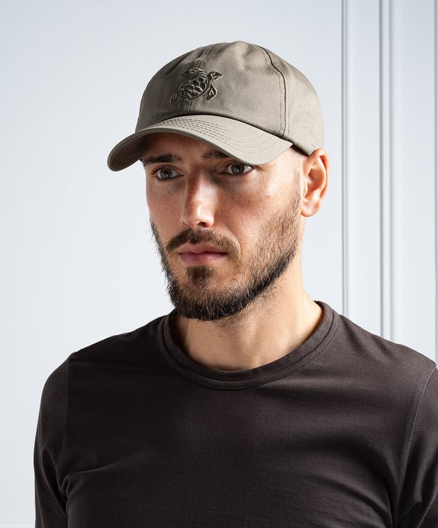 Vilebrequin Cap with embroidered logo in khaki CSNU2401m image 2