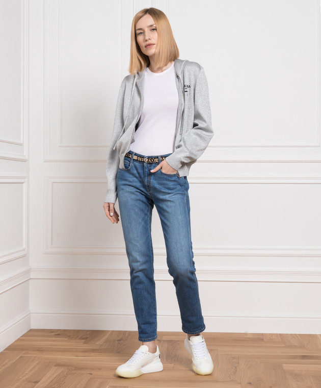 Prada - спортивная кофта с люрексом и принтом логотипа P25I591Z8G