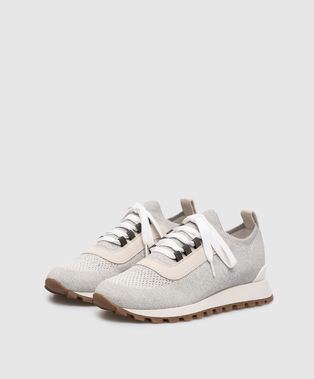 Brunello Cucinelli Серые кроссовки с цепочкой мониль MZ35G2490 изображение 2