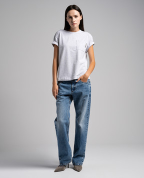 Brunello Cucinelli Сіра футболка з ланцюжком моніль M0T18BB300