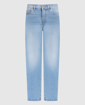 Balmain Блакитні джинси-слім з ефектом потертості AF1MG005DC99