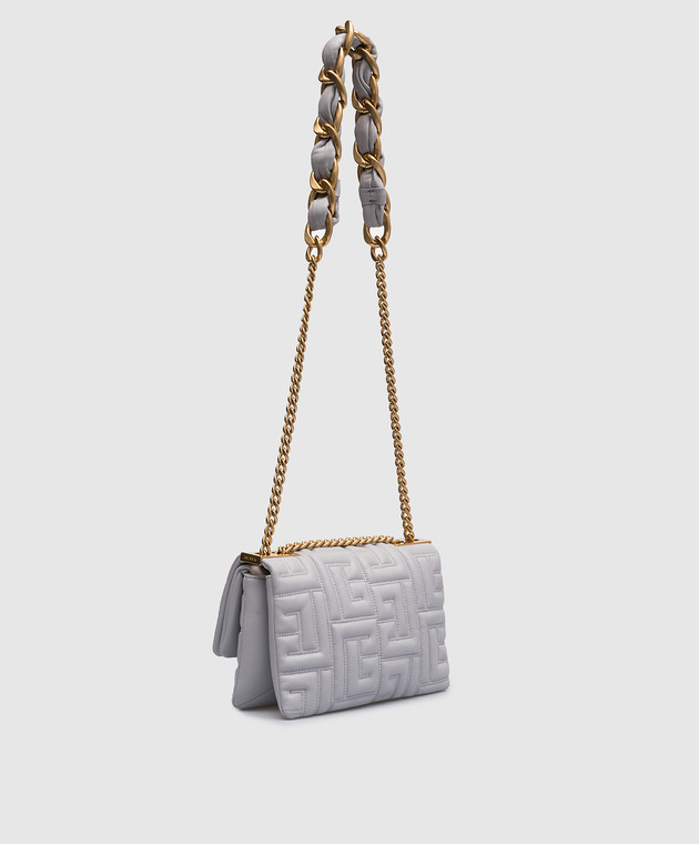 Balmain Purple leather messenger bag 1945 with embossed monogram