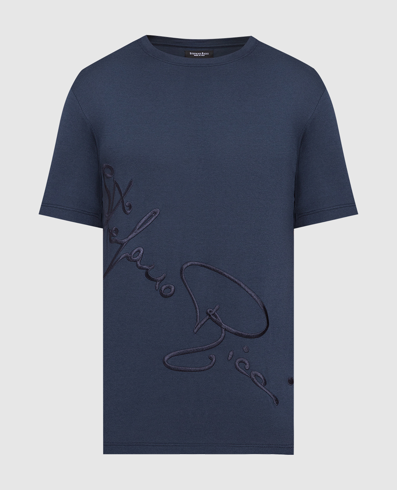 

Голубая футболка с вышивкой логотипа, Синий, Футболки