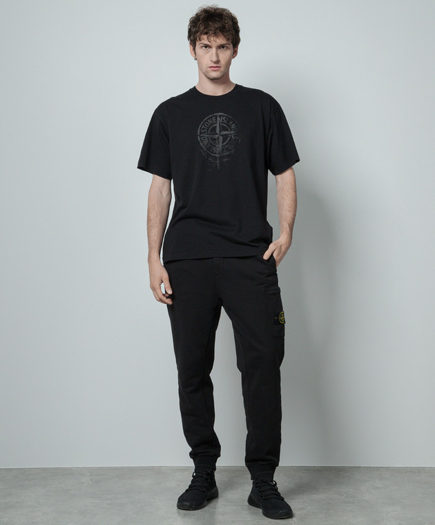 Stone Island Черная футболка с принтом Stamp One 80152RC87 изображение 2