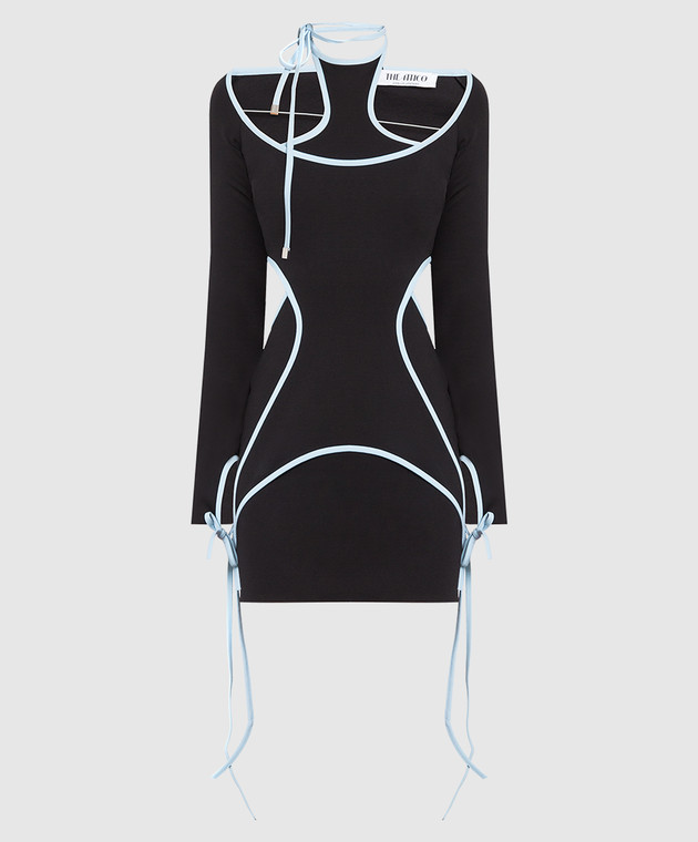 The Attico Чорна сукня міні Greta із зав'язками 227WCA119C054