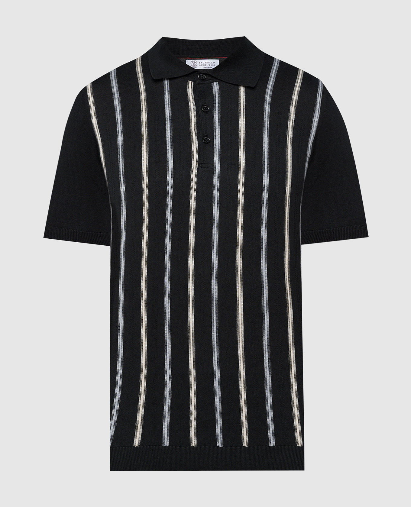 Black striped polo shirt