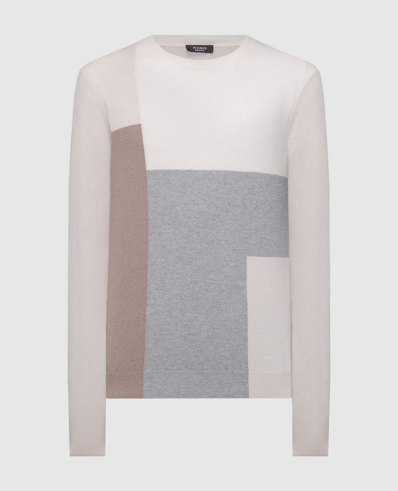 

Бежевый джемпер с шерстью, шелком и кашемиром в геометрический узор., Джемпера