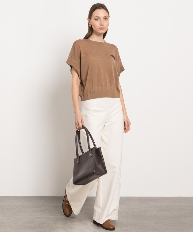 Brunello Cucinelli Коричневый джемпер с цепочкой мониль M1T136710 изображение 2