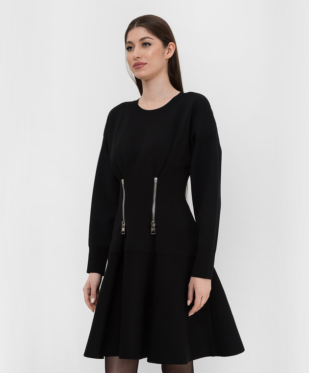 Alexander McQueen Черное платье с молниями 689435Q1AZ5 изображение 3