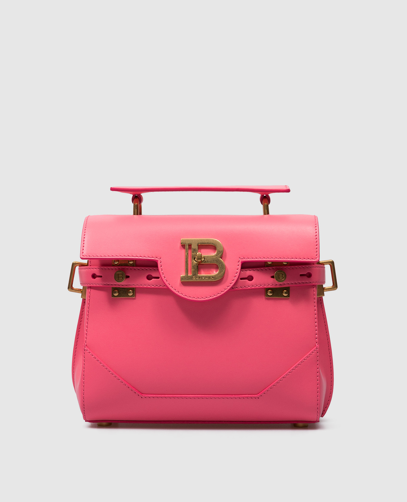 Balmain B BUZZ 23 pink leather messenger bag with metal logo