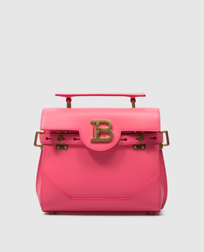 Balmain Розовая кожаная сумка-сетчел B-BUZZ 23 с металлическим логотипом CN1DB526LSLX