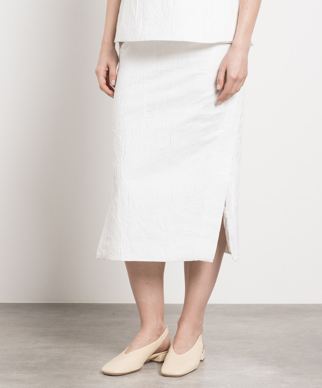 CO White midi skirt with reaper effect 3006IJC image 3