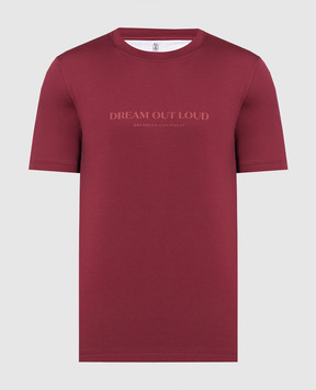 Brunello Cucinelli Бордовая футболка с принтом Dream out loud M0T618441