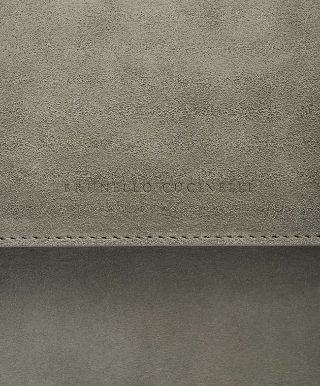 Brunello Cucinelli Зеленая замшевая сумка-мессенджер с цепочкой мониль MBDLD2370 изображение 5