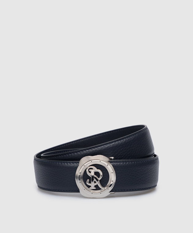 Stefano Ricci - Kids blue leather belt with logo monogram