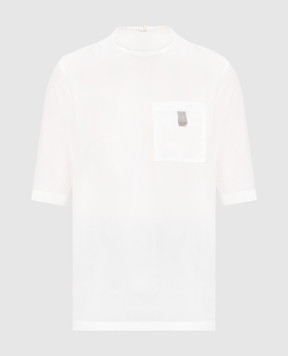 Brunello Cucinelli Белая блуза из шелка с эколатунью MP993BK430