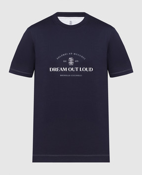 Brunello Cucinelli Синя футболка з принтом Dream out loud M0T618431