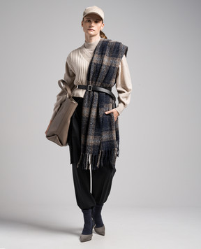 Brunello Cucinelli Бежевый жилет из кашемира в рубчик с люрексом и пайетками M12511602