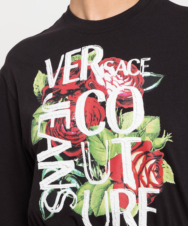 Versace Jeans Couture Black dress with Roses logo print 74HAOF03CJ05F image 5