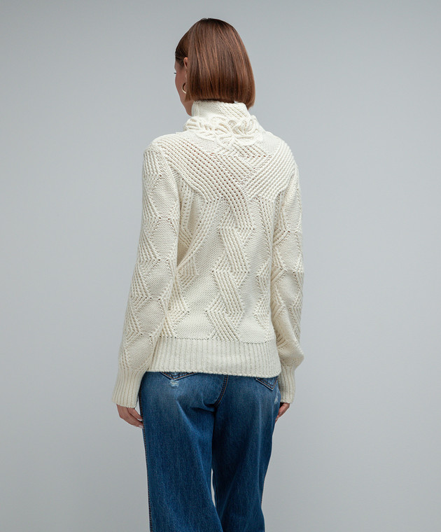 Ermanno Scervino White sweater in a textured pattern D435M745APHSK image 4