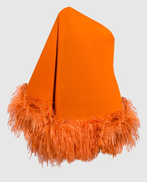 Taller Marmo Оранжевое платье мини со страусиными перьями CORE01