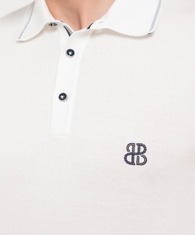 Bertolo Cashmere Біле поло з вишивкою логотипу 902175002036 зображення 5