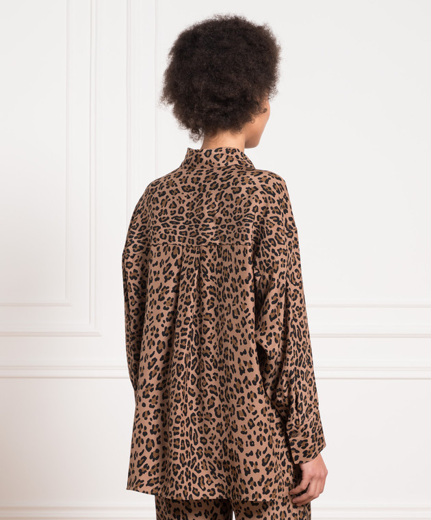 Simonetta Ravizza Brown shirt made of silk in an animalistic print SH44T29 изображение 4