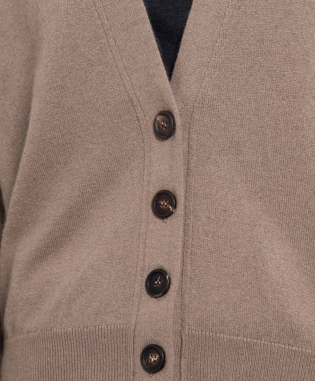Brunello Cucinelli Brown cashmere cardigan with monil chain M12170206P image 5